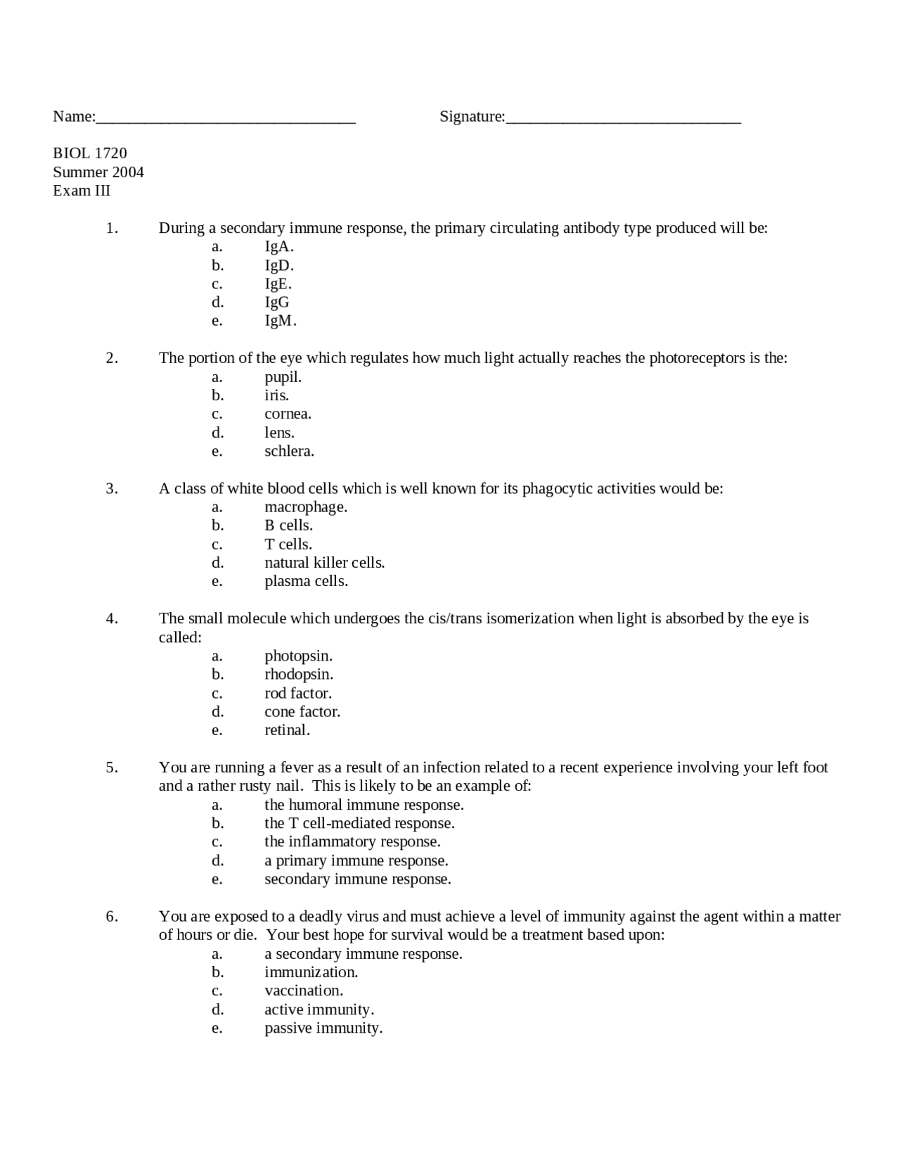 Exam 3 with Multiple Choice Questions - Principles of Biology II | BIOL ...