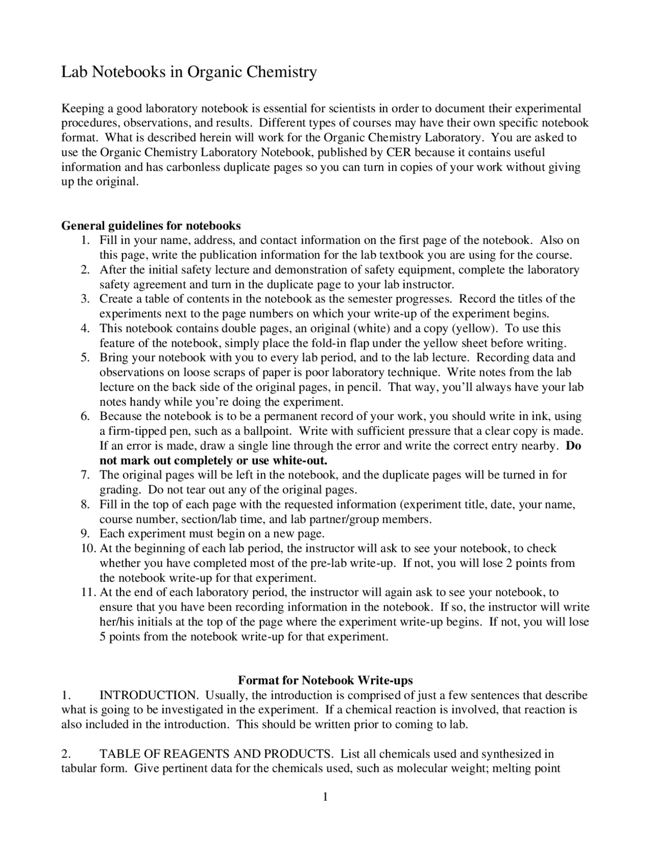 Lab Notebooks in Organic Chemistry | CHEM 321 - Docsity