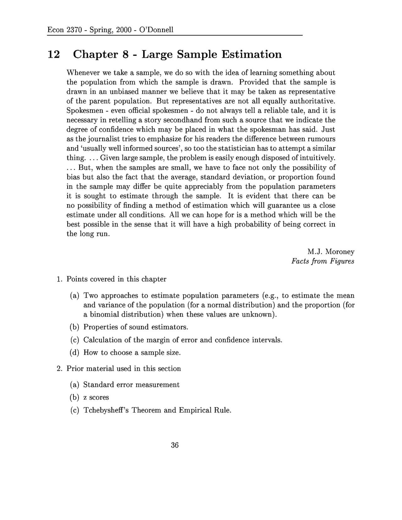 Large Sample Estimation - Introduction to Statistics and Data Analysis ...