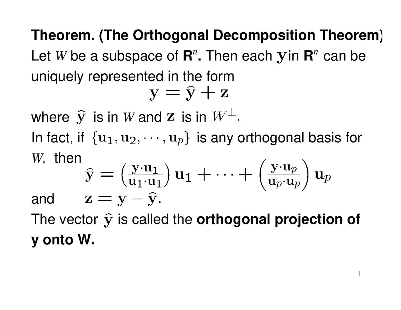 The Orthogonal Theorem Linear Modeling for Engineers