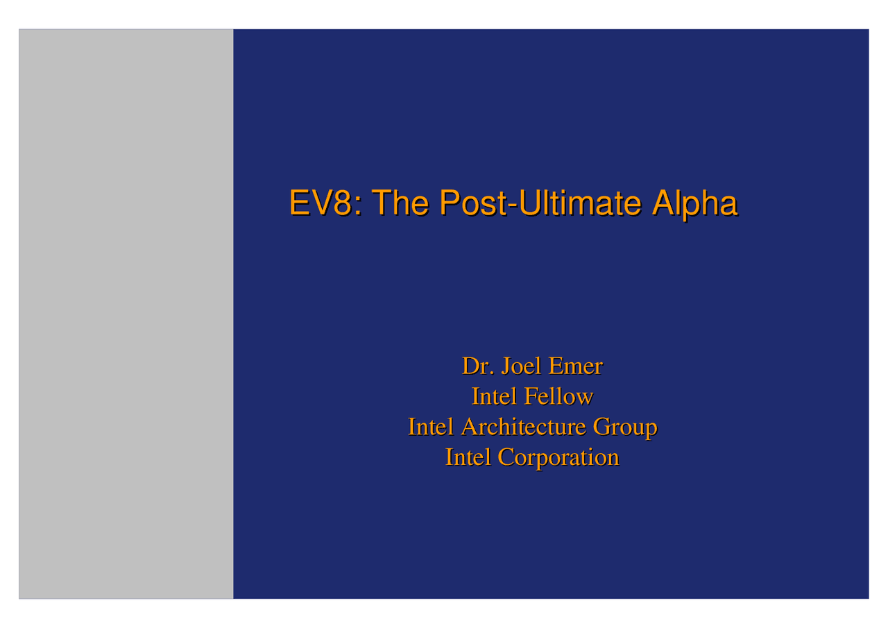 The Post-Ultimate Alpha - Computer Architecture | CMPE 202 - Docsity