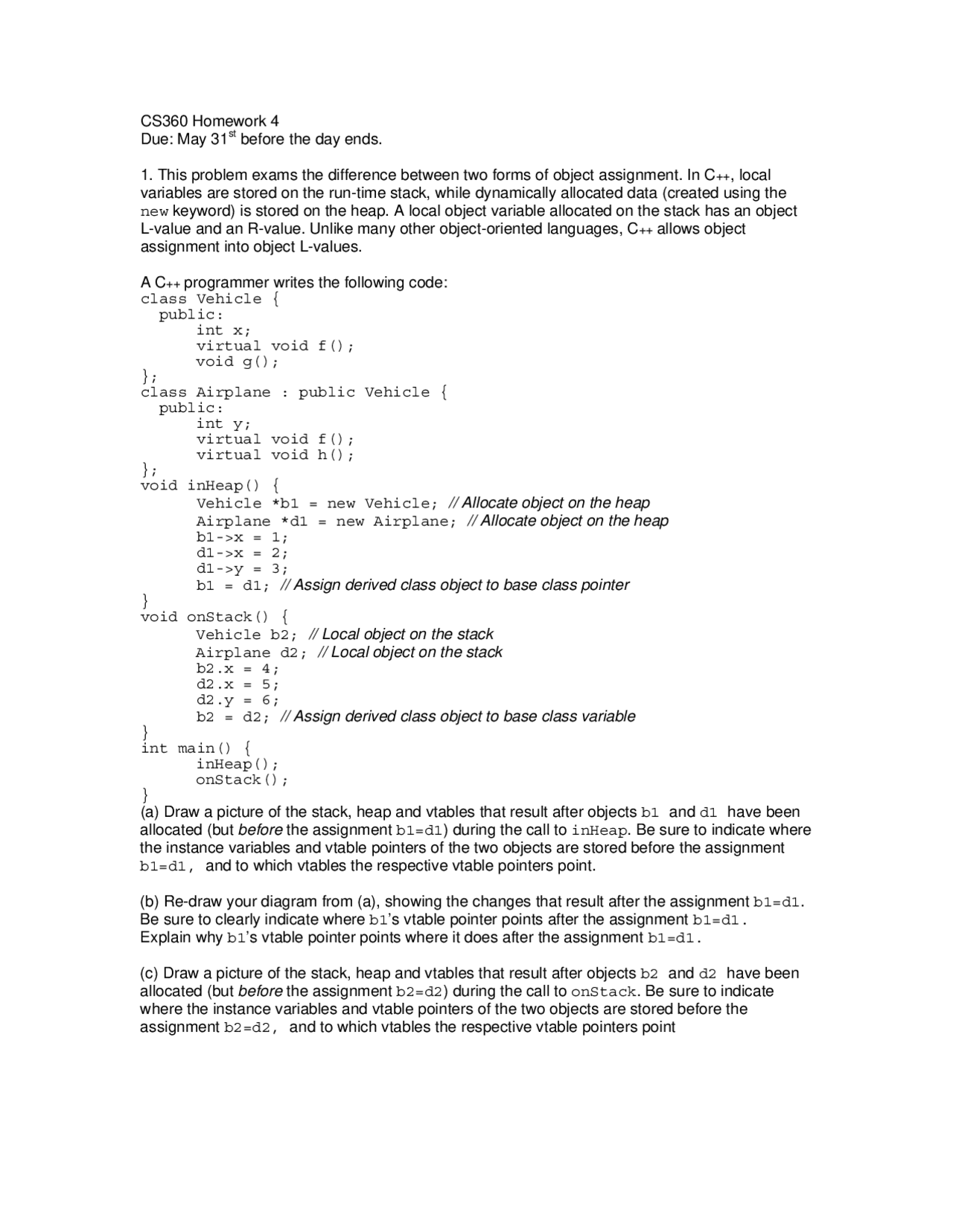 Homework 4 Questions for Programming Language Concepts | CS 360 - Docsity
