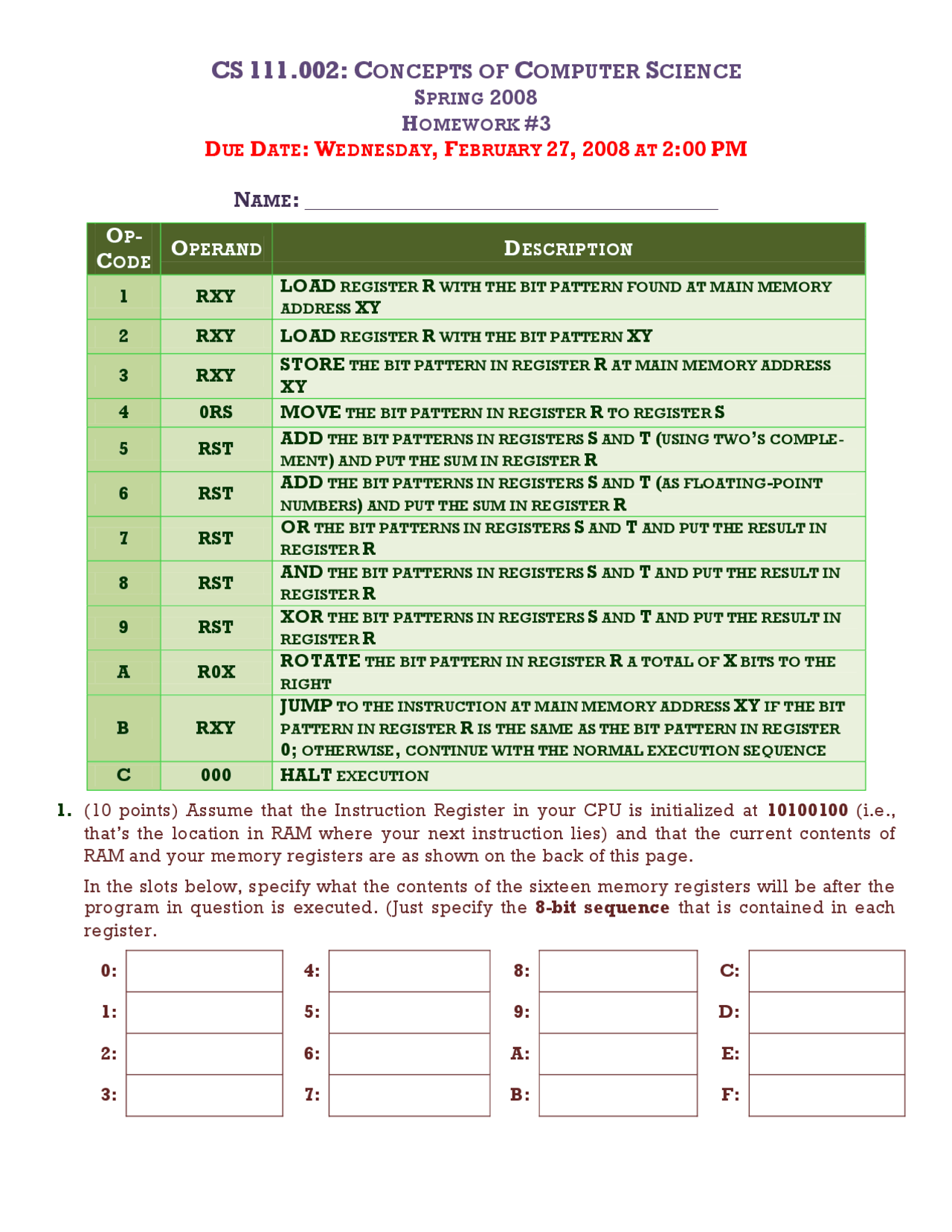 Homework 3 Problems - Concepts of Computer Science | CS 111 - Docsity