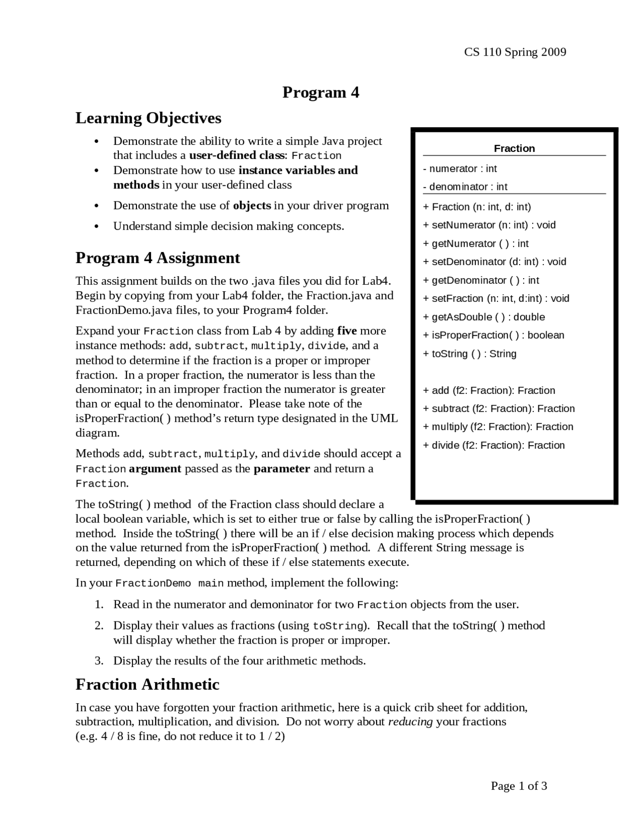 Program 4 Assignment on Programming Fundamentals I | CS 110 - Docsity