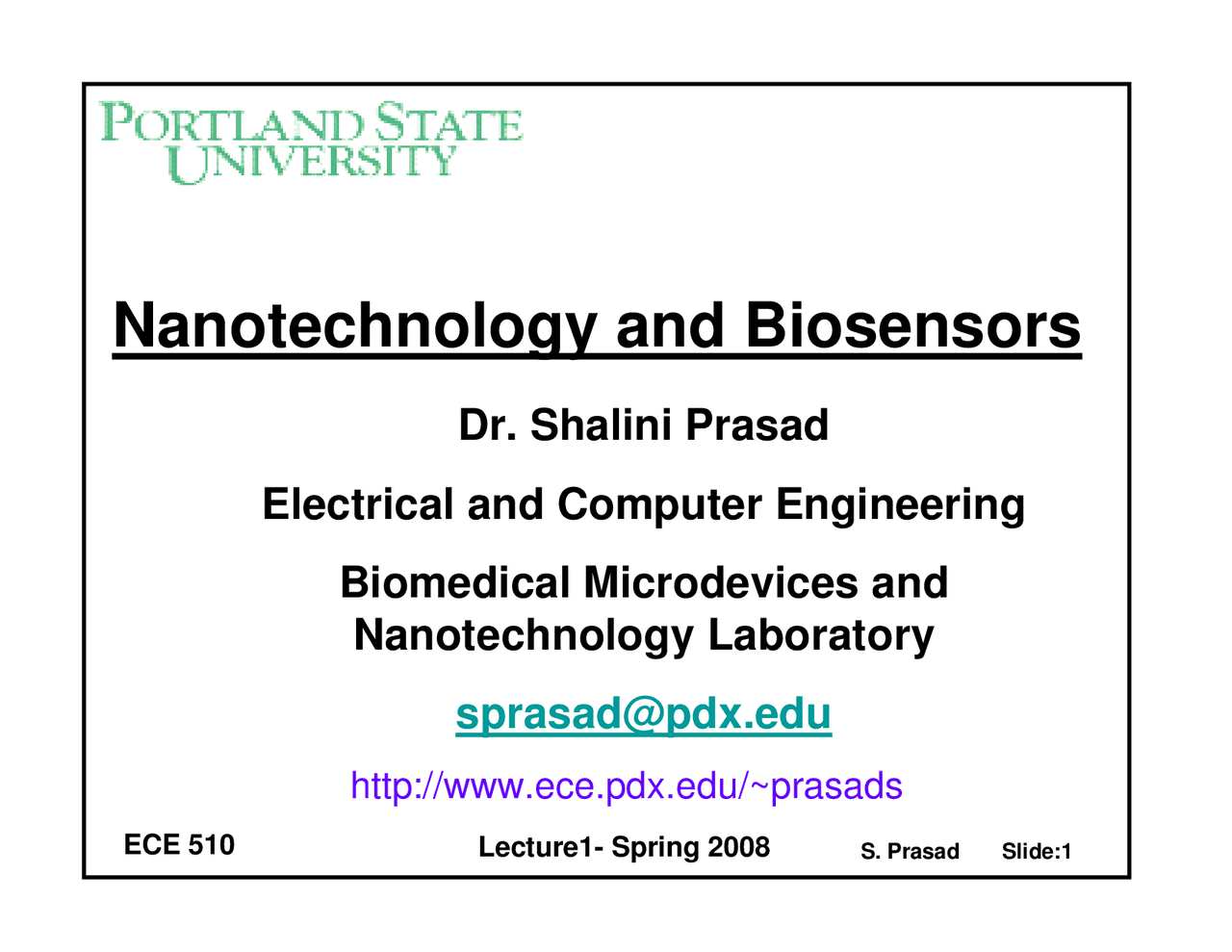 Nanotechnology and Biosensors in Electrical Engineering | ECE 510 - Docsity