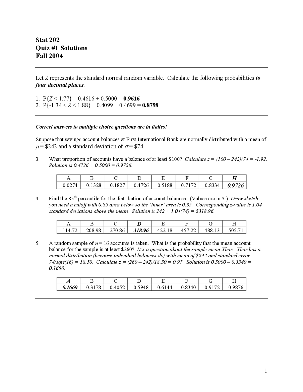 Business Statistics Example Problems 12 Solved Problems in Quiz 1 - Business Statistics II | STAT 202 ...
