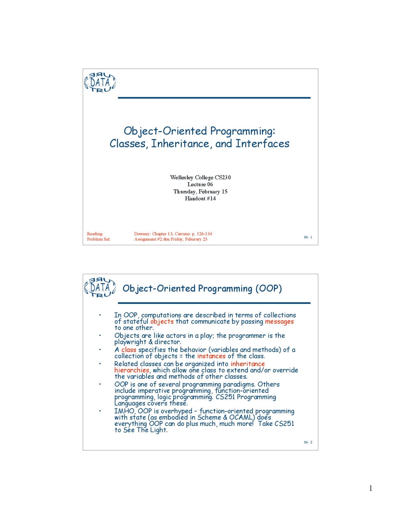 Object-Oriented Programming: Classes, Inheritance and Interfaces | CS ...