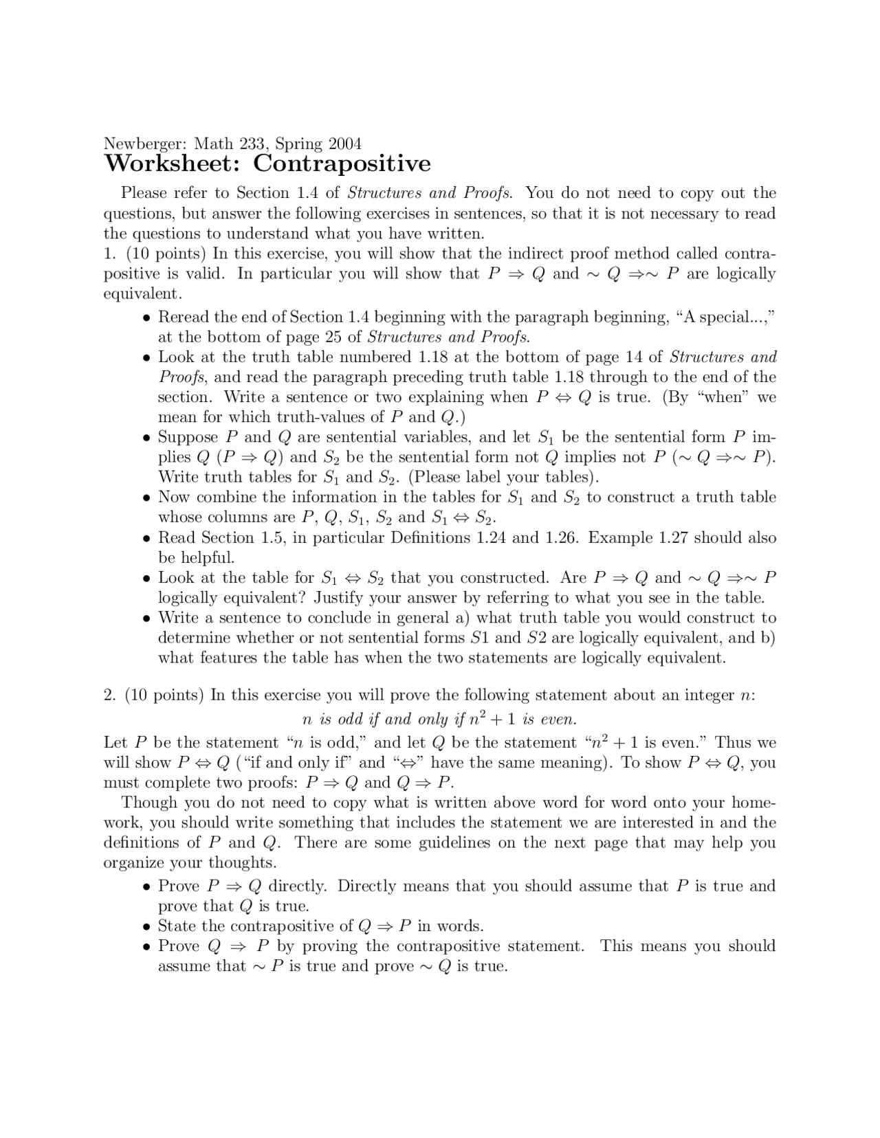 Contrapositive Proof and Logical Equivalence in Mathematics ...
