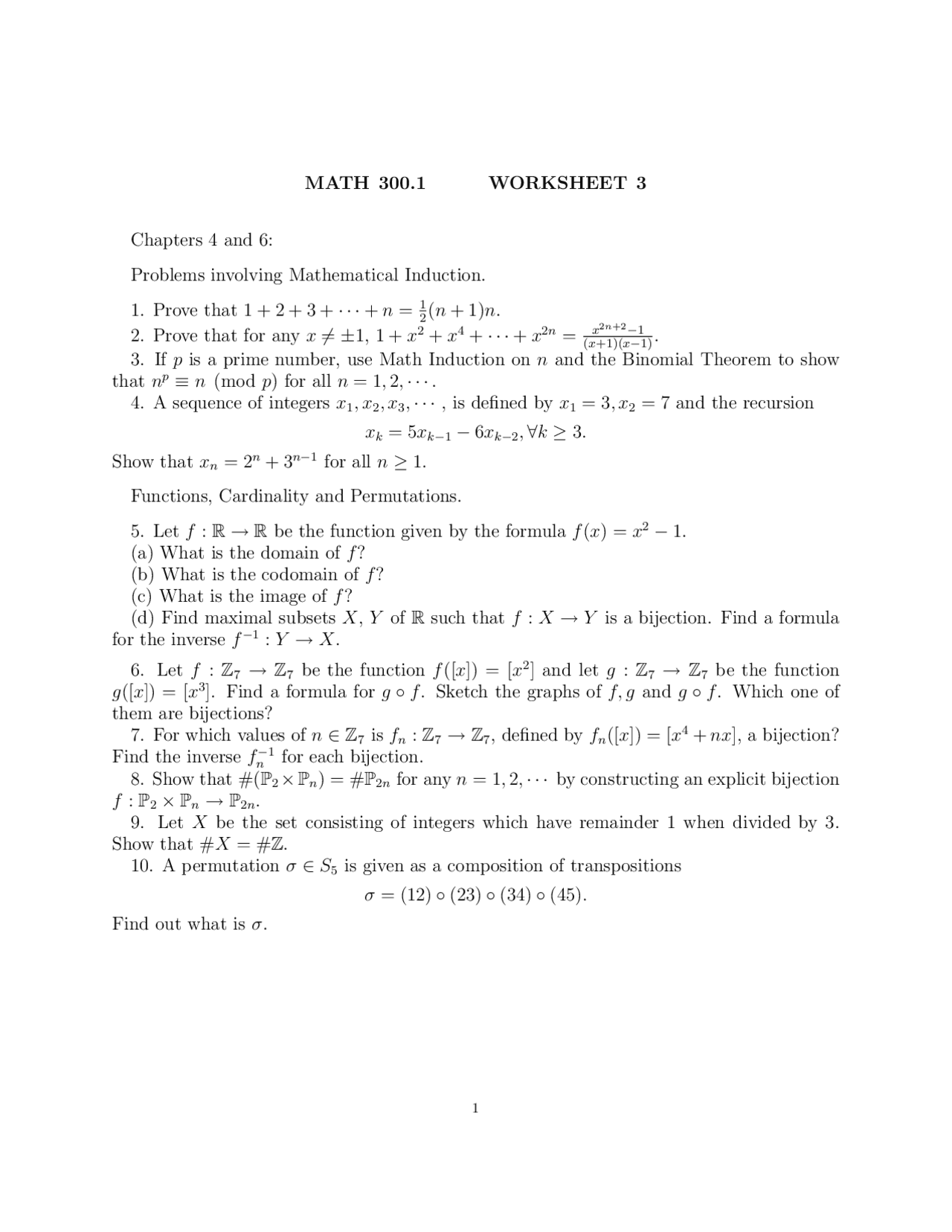 Assignment #3 Problems - Fundamentals of Mathematics | MATH 300 ...