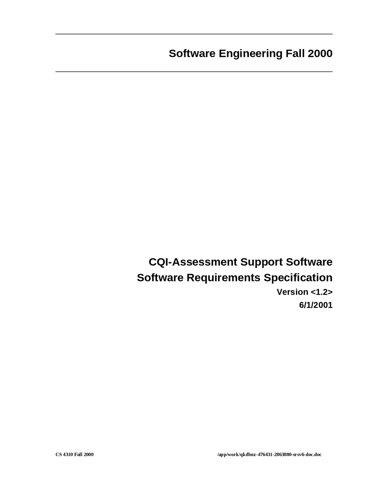 Lecture Notes on Software Requirements Specification | CS 4310 - Docsity