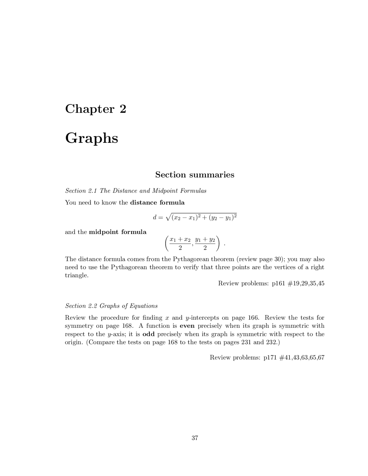Graphs - Review Sheet - College Algebra | MATH 110 - Docsity