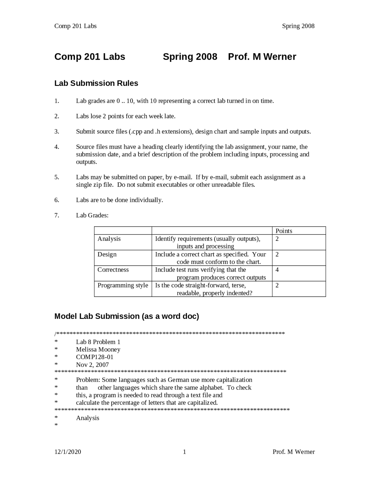 Computer Lab Suspension Form Computer Science II - Lab Submission Rules | COMP 201 - Docsity