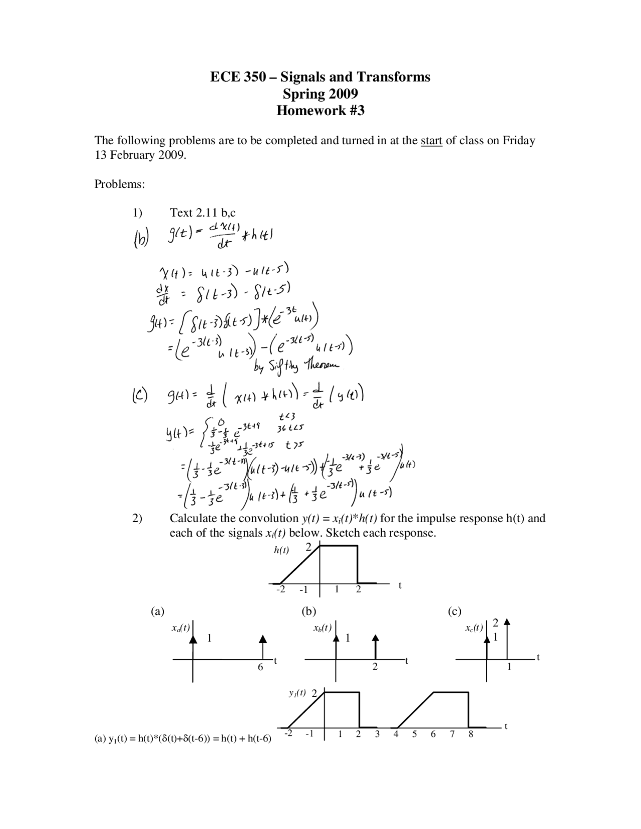 Resolution for Homework 3 - Signals and Systems | ECE 350 | Assignments ...