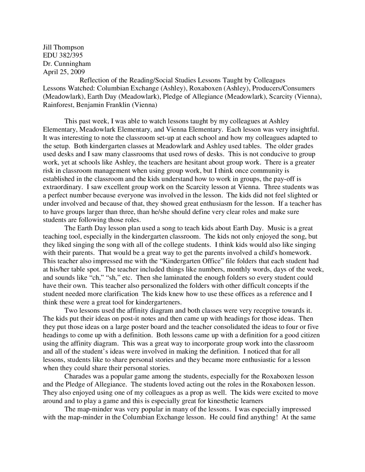 Reflection of Reading Social Studies Teaching Elementary Reading