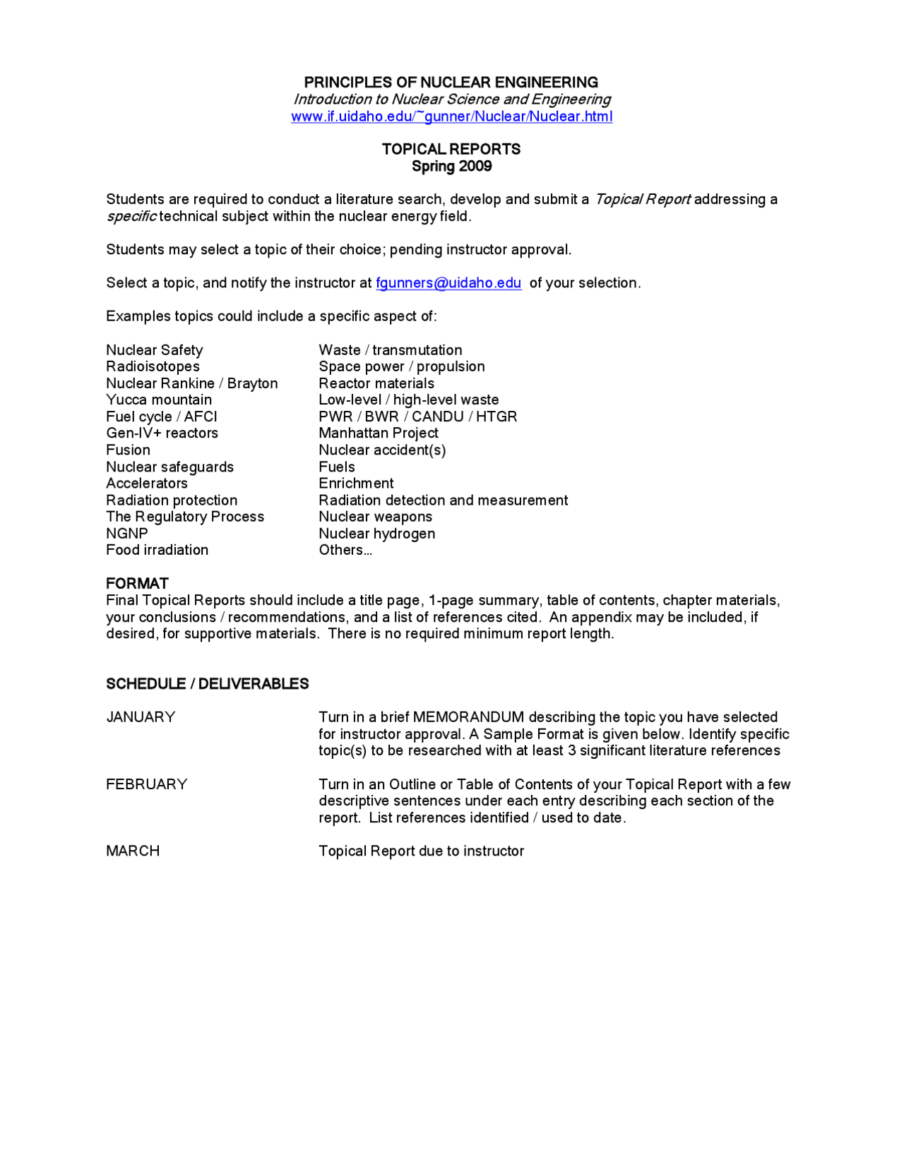 Introduction to Nuclear Science and Engineering - Topical Reports | NE ...