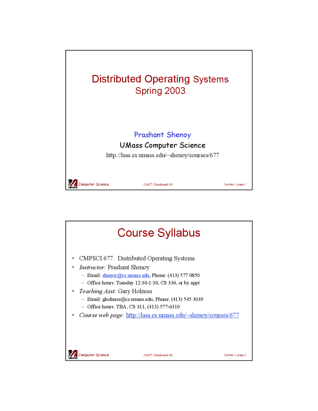 Distributed Operating Systems: Lecture 1 - Prof. Prashant Shenoy ...