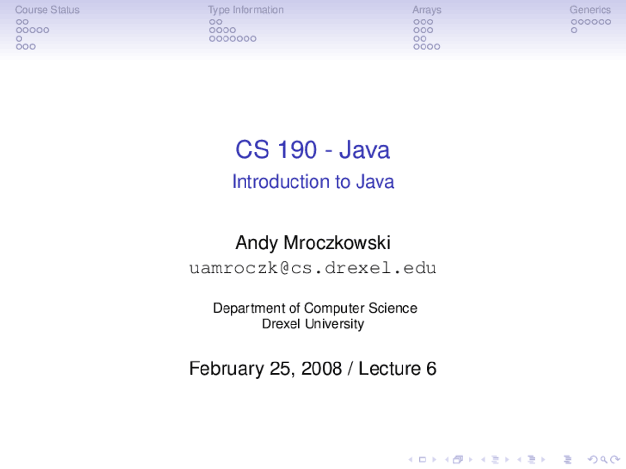 Introduction to Java of Arrays Basics - Notes | CS 190 - Docsity