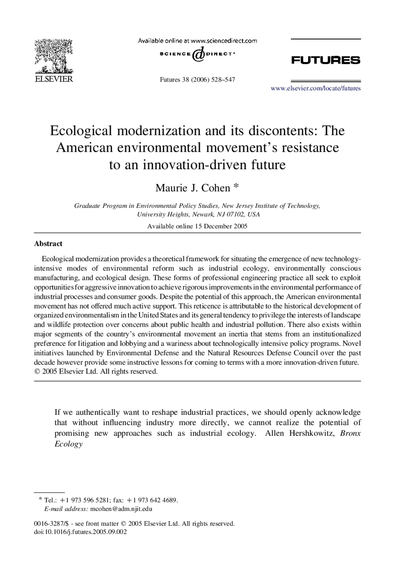 Study Notes - Ecological Modernization - Sustainability Engineering ...