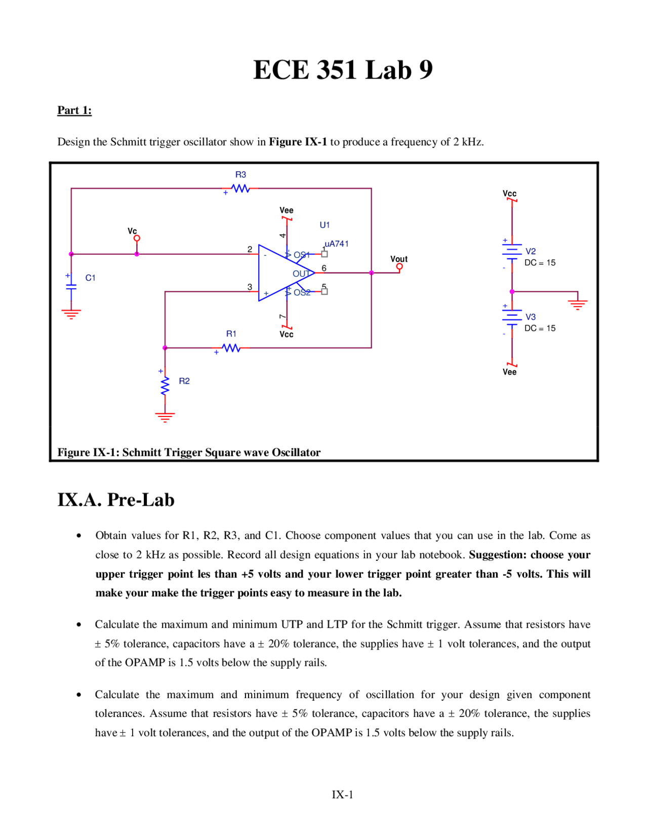 Schmitt Trigger Square Wave Oscillator Design Laboratory Experiment 9