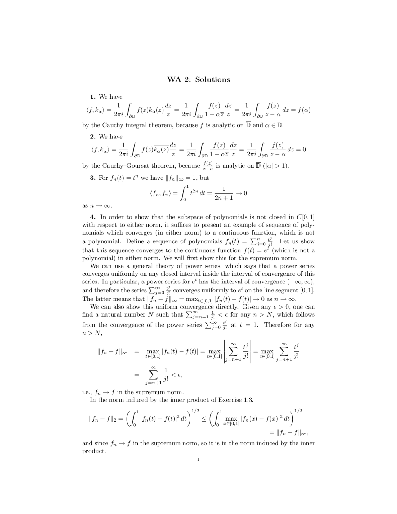 Solutions of Homework 7 on Functional Analysis | MATH 640 - Docsity