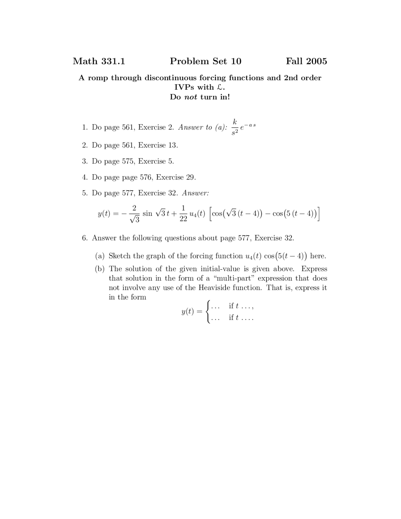 Assignment 10 - Ordinary Differential Equations for Scientists and ...