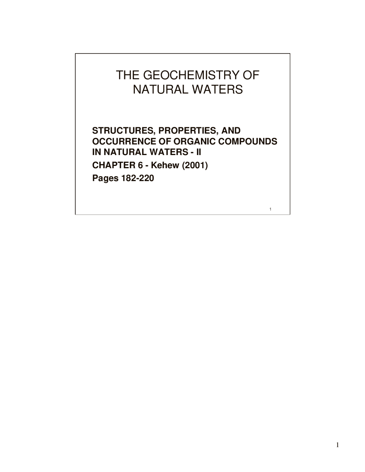 The Geochemistry of Natural Waters - Lecture Notes | GEOL 464 - Docsity