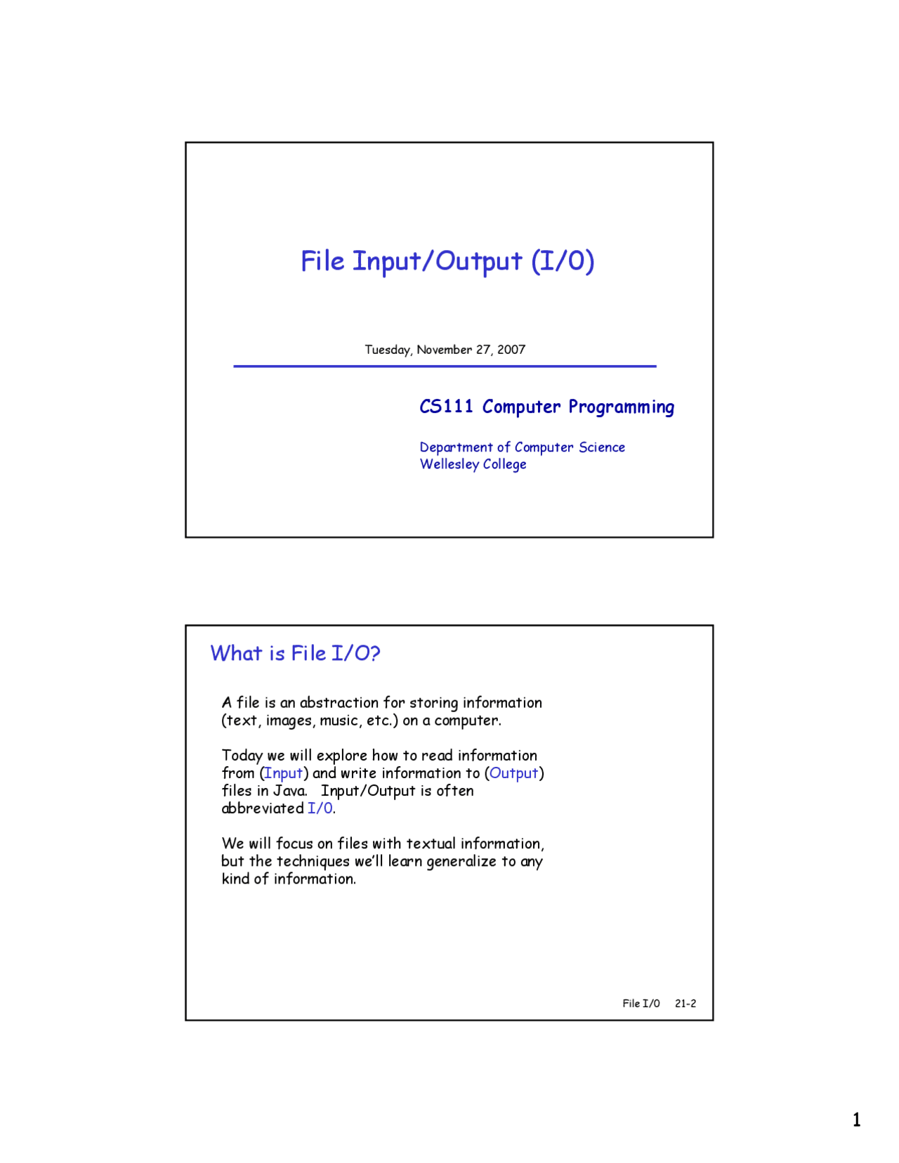 Input/output Algorithm Format Cs Lecture Slides on Input and Output - Computer Programming | CS 111 ...