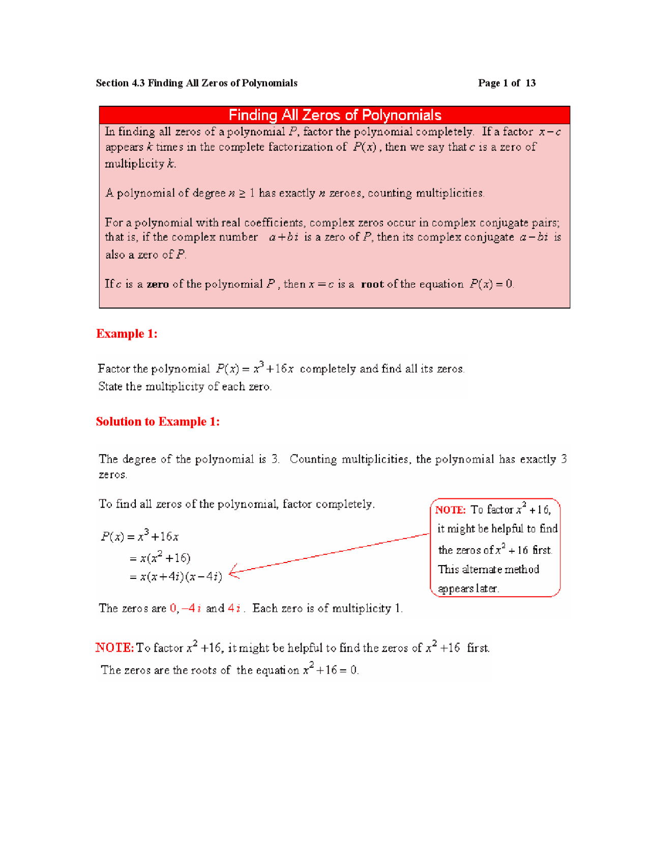 Finding all Zeros of Polynomials with Examples - College Algebra | MATH ...