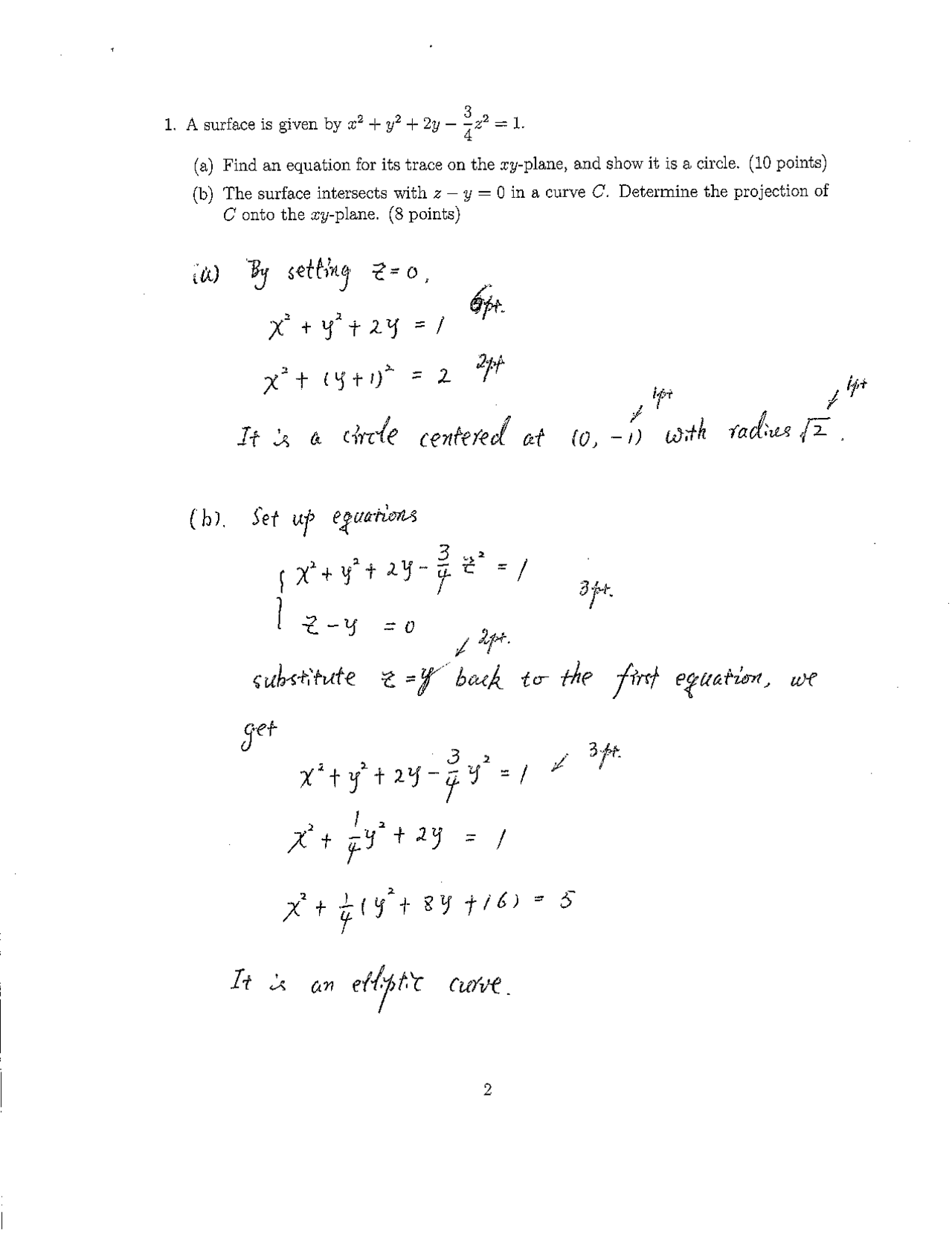 Resolution of Practice Exam 2 on Calculus III | MATH 2433 | Exams ...