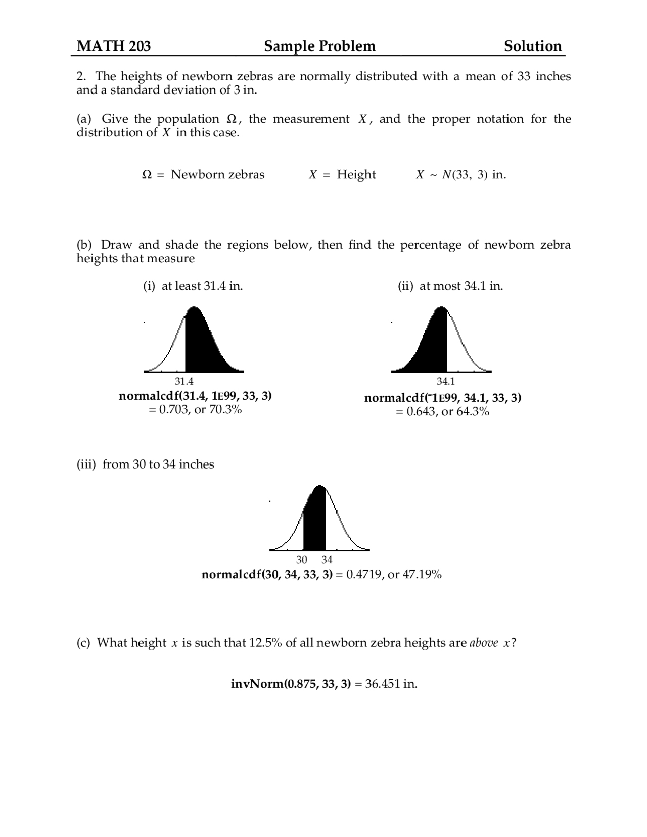 Solution Of Sample Problem On Statistics - Assignment | Math 203 - Docsity