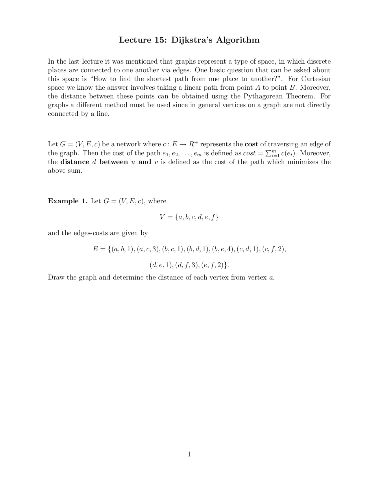 Dijkstra’s Algorithm - Lecture Notes | CECS 328 - Docsity