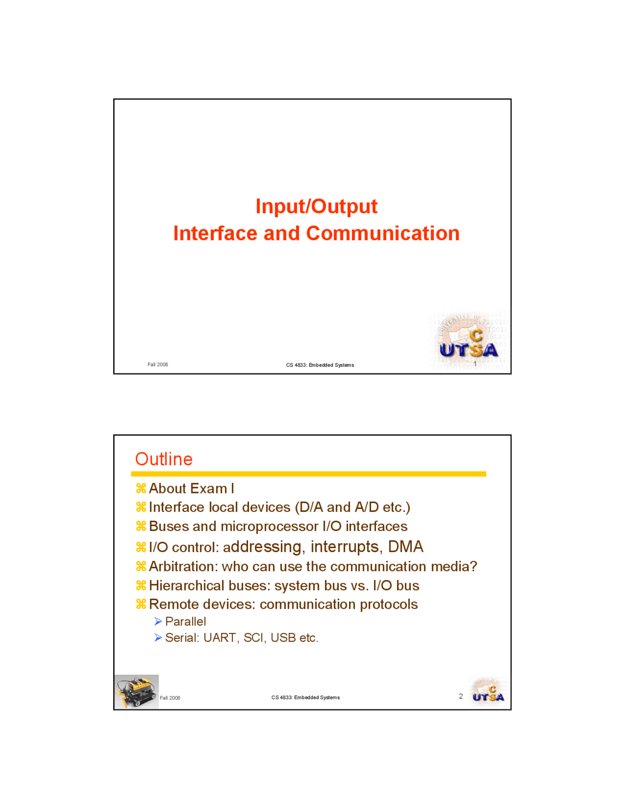 Input And Output Interface And Communication Slides CS 4833 Docsity Input and output interface and communication slides cs 4833 docsity