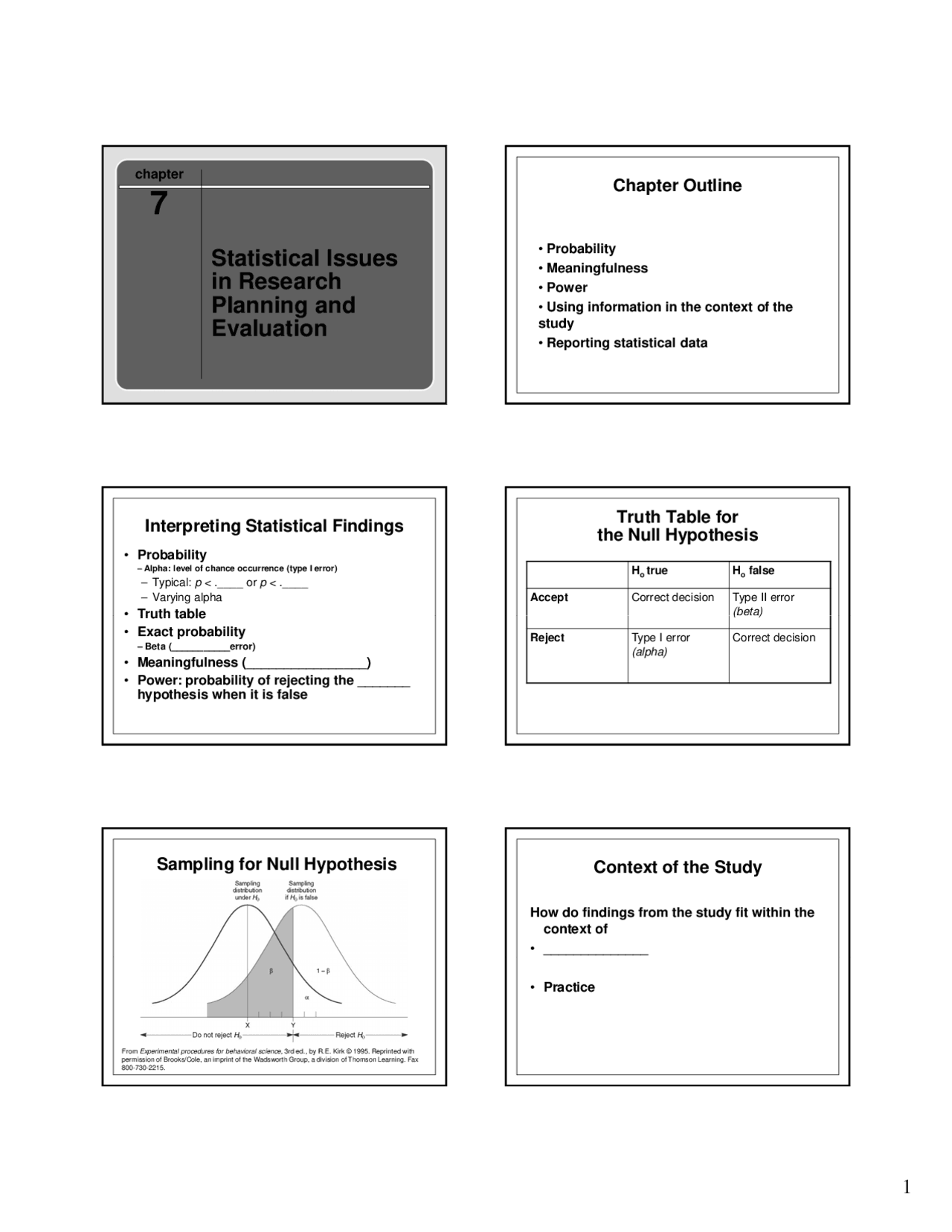 Statistical Issues in Research Planning and Evaluation | PEP 455 - Docsity
