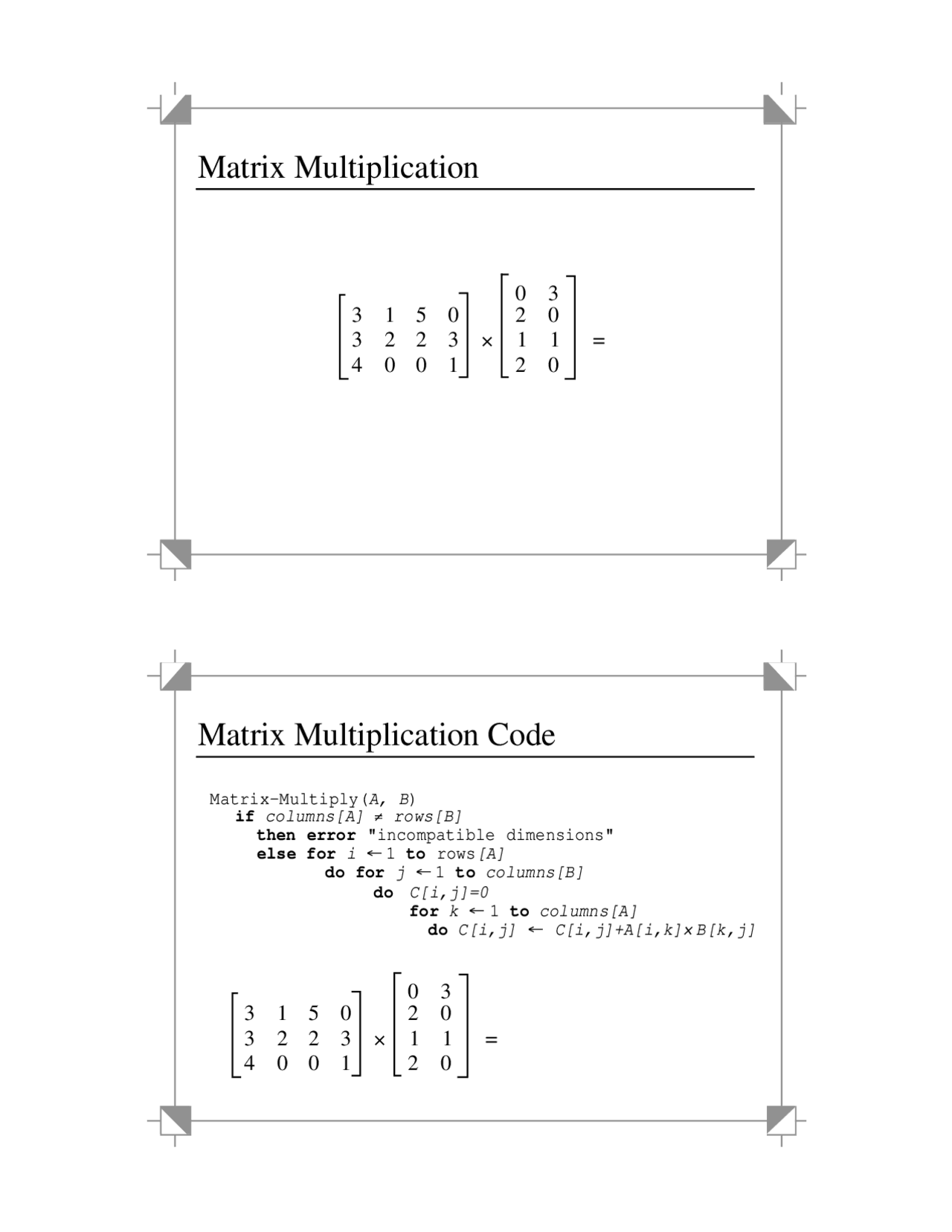 Notes on Matrix Multiplication - Fundamental Algorithms | CS 231 - Docsity