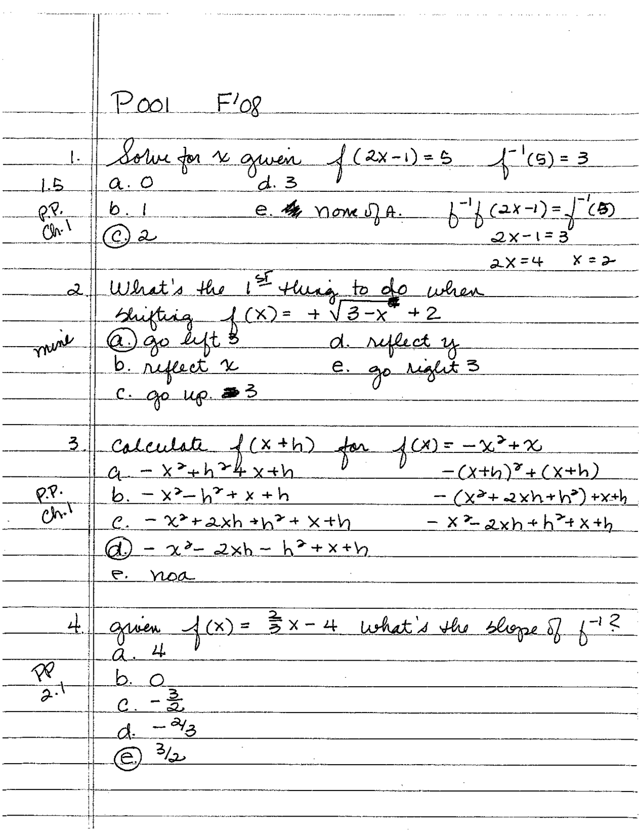 Sample Math Question And Handwritten Answer 5 Solved Questions to Calculate Functions - Handwritten Notes | MATH ...