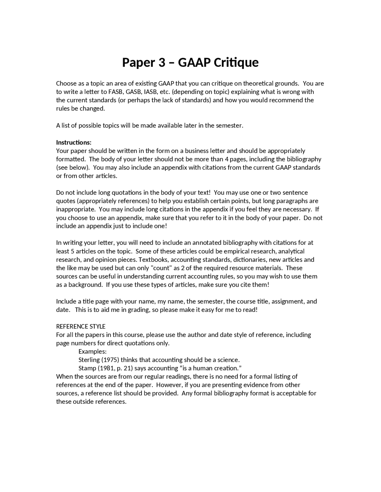 GAAP Critique - Community Nutrition Supervised Practice - Paper 3 ...