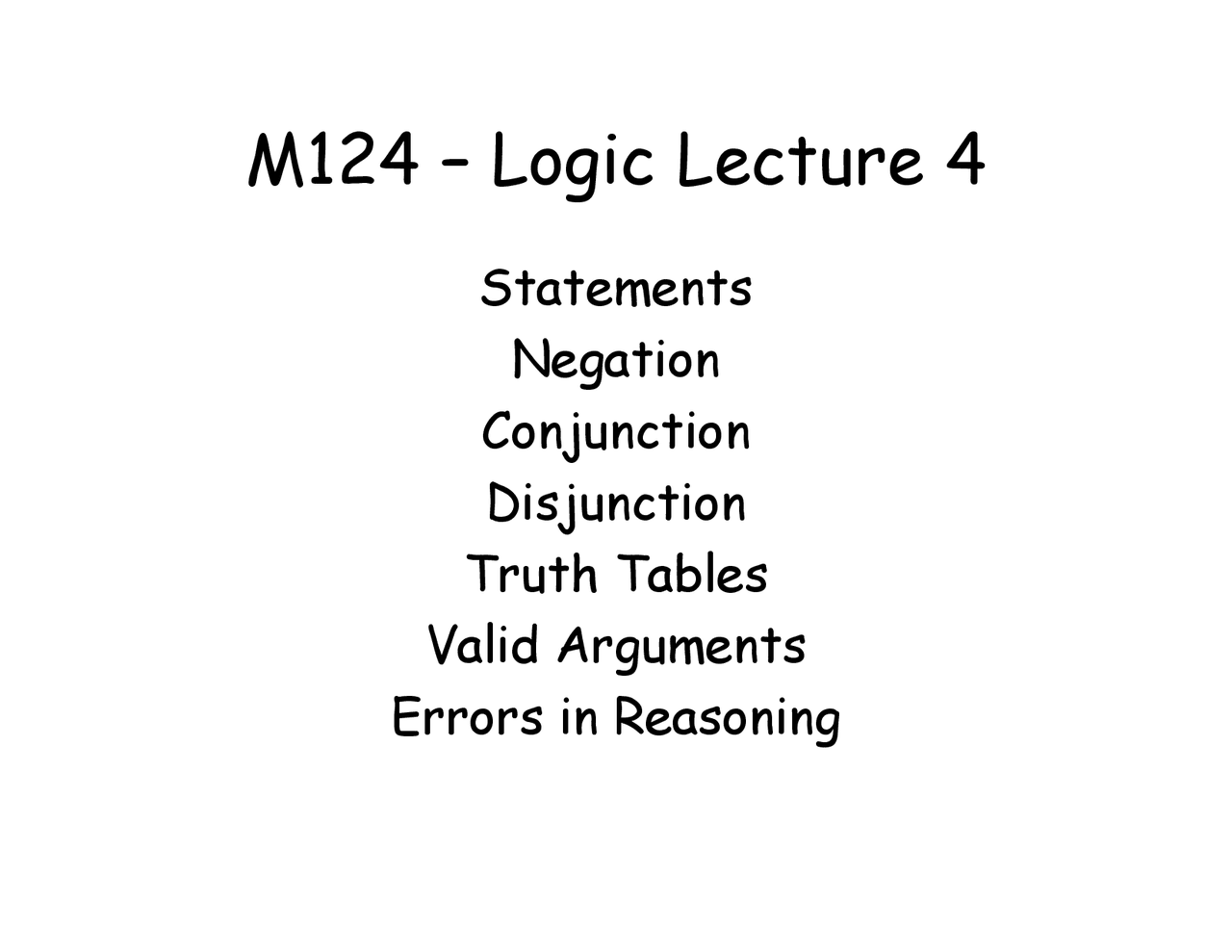 Fundamentals of Logic and Negation | MATH 124 - Docsity