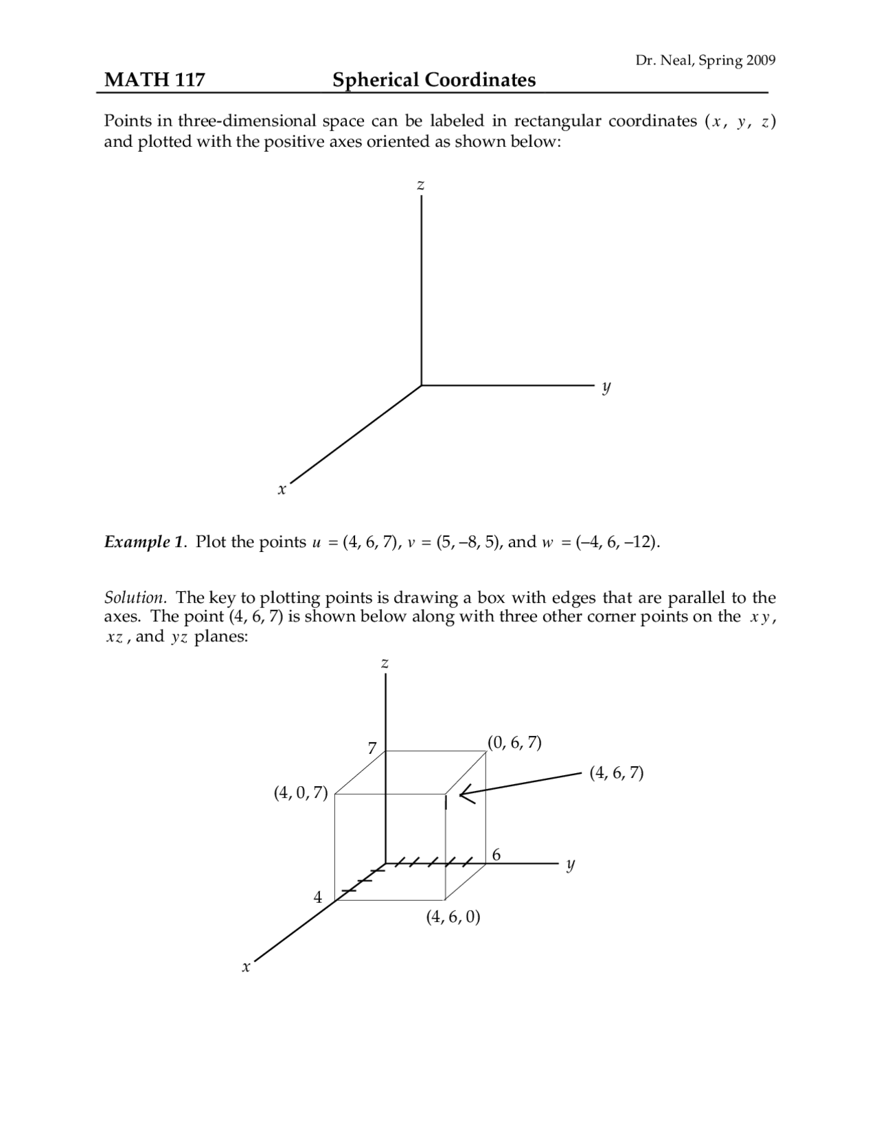 Spherical Coordinates - Lecture Notes | MATH 117 - Docsity