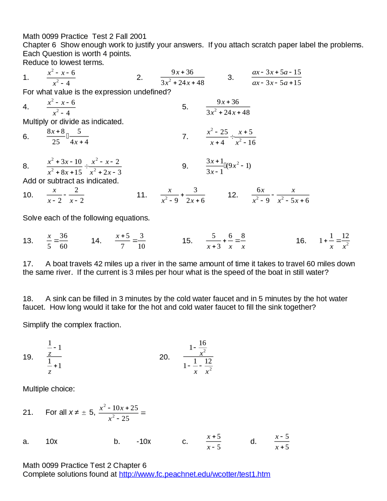 Final Examination Questions with Answers - Intermediate Algebra | MATH ...