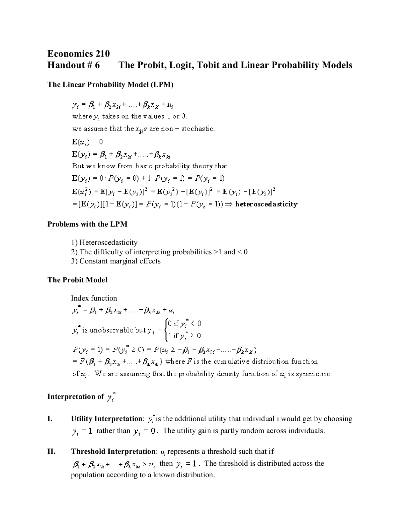 ultimate probit models guide Images High Quality Grahic The Probit, Logit, Tobit and Linear Probability Models - Handout 6 ...
