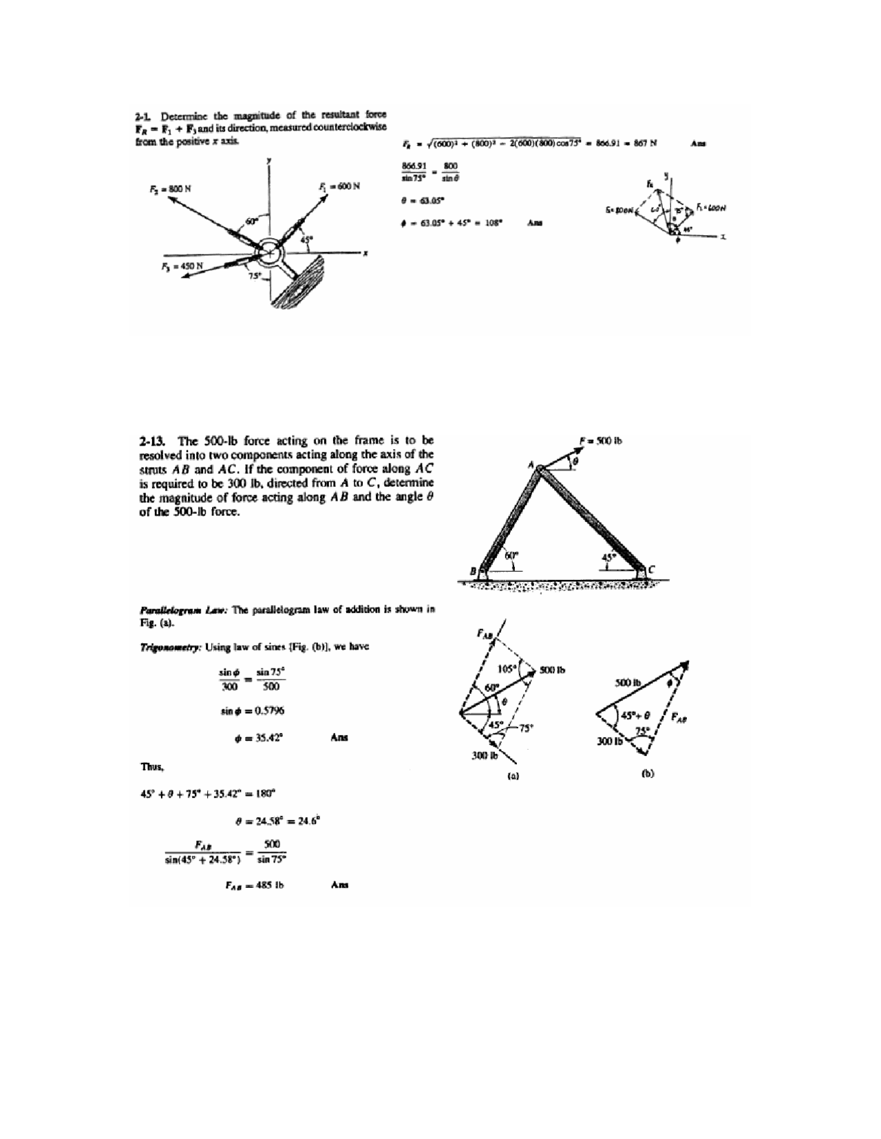 Engineering Statics Math Help 3 Questions on Engineering Statics with Solution | ENGR 210 - Docsity