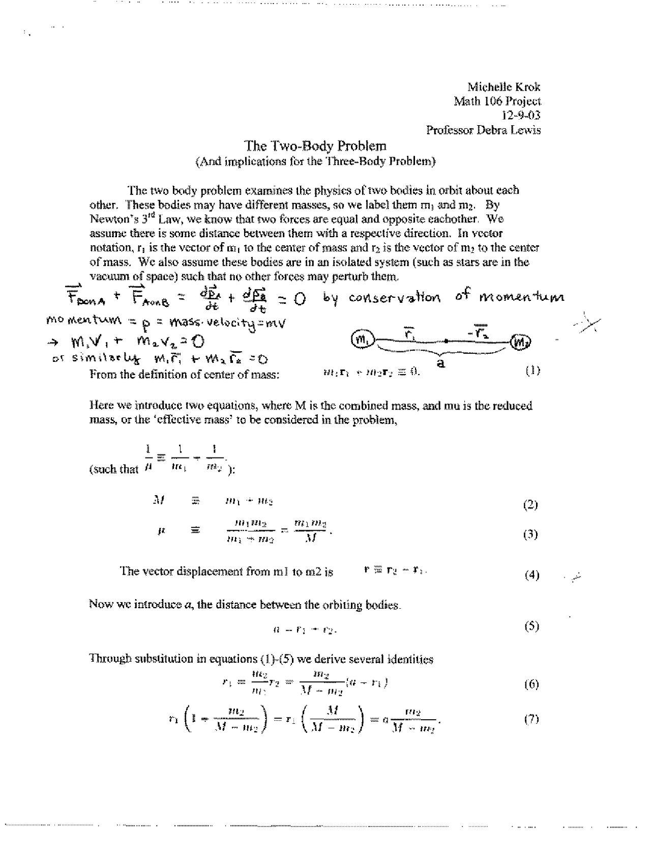 The Two-Body Problem - Systems of Ordinary Differential Equations ...