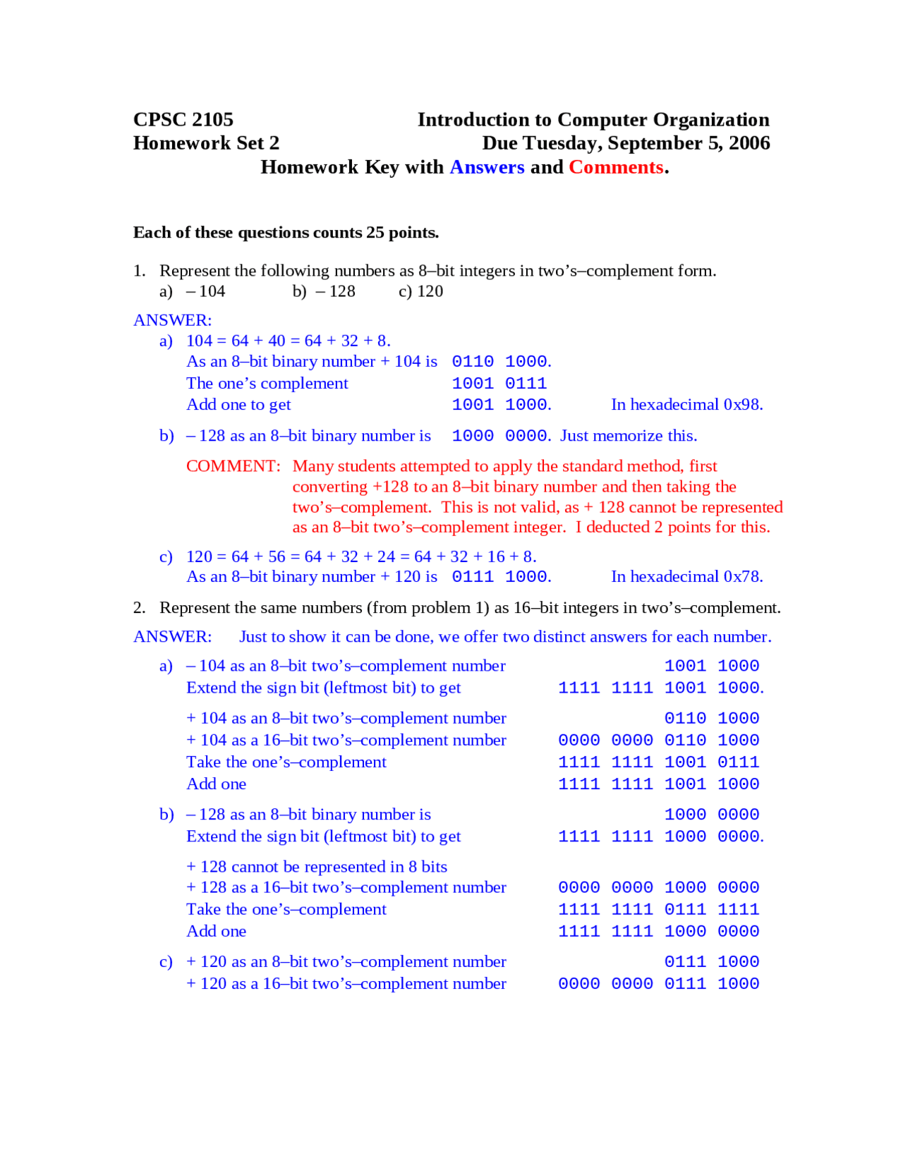 Assignment 2 Questions with Solutions - Computer Organization | CPSC ...