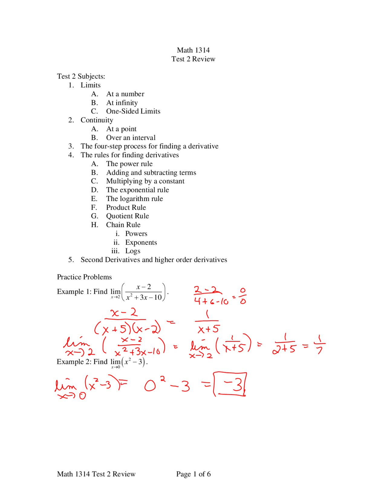 Practice Problems on Calculus for Business /Life Sciences - Exam | MATH ...