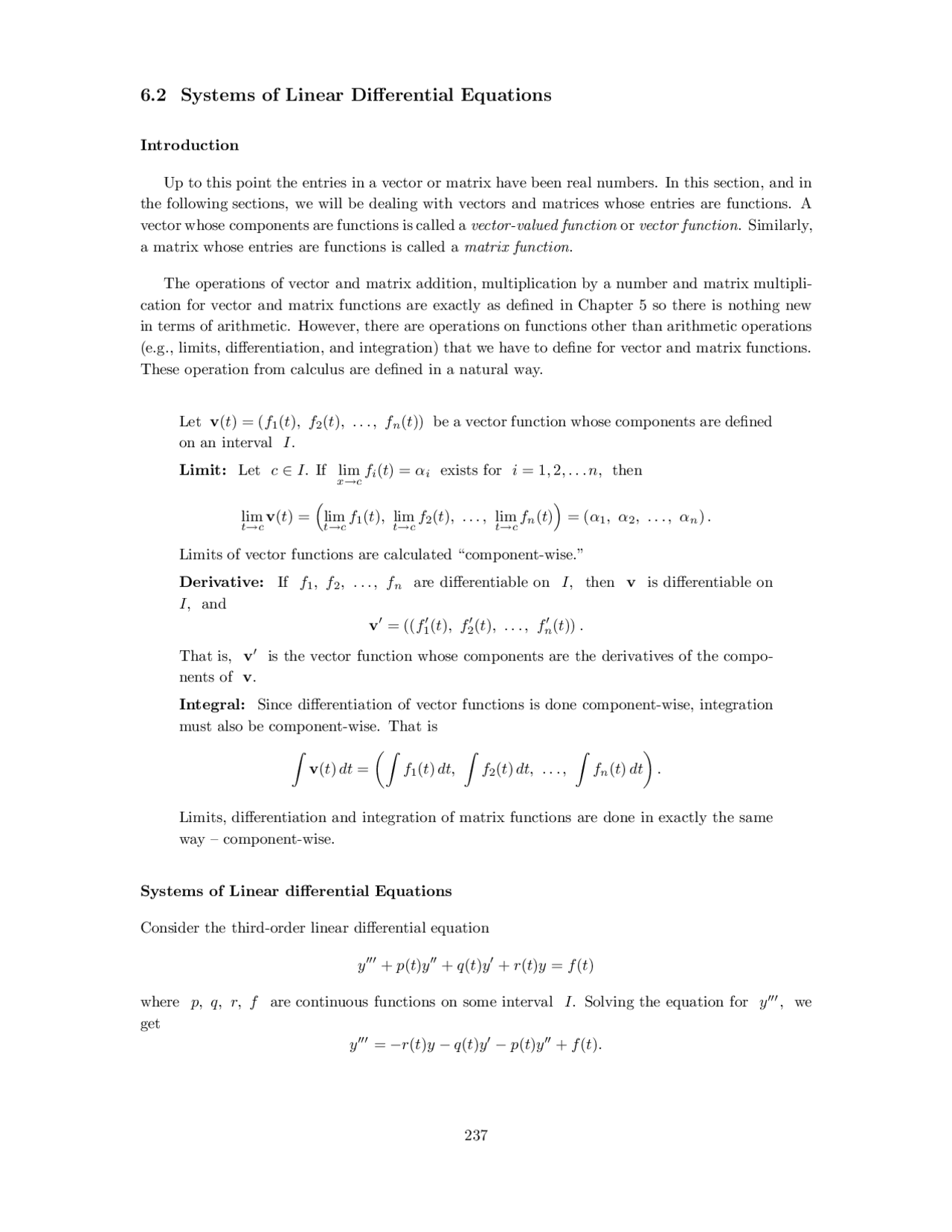 Notes on System of Linear Differential Equations - Engineering ...