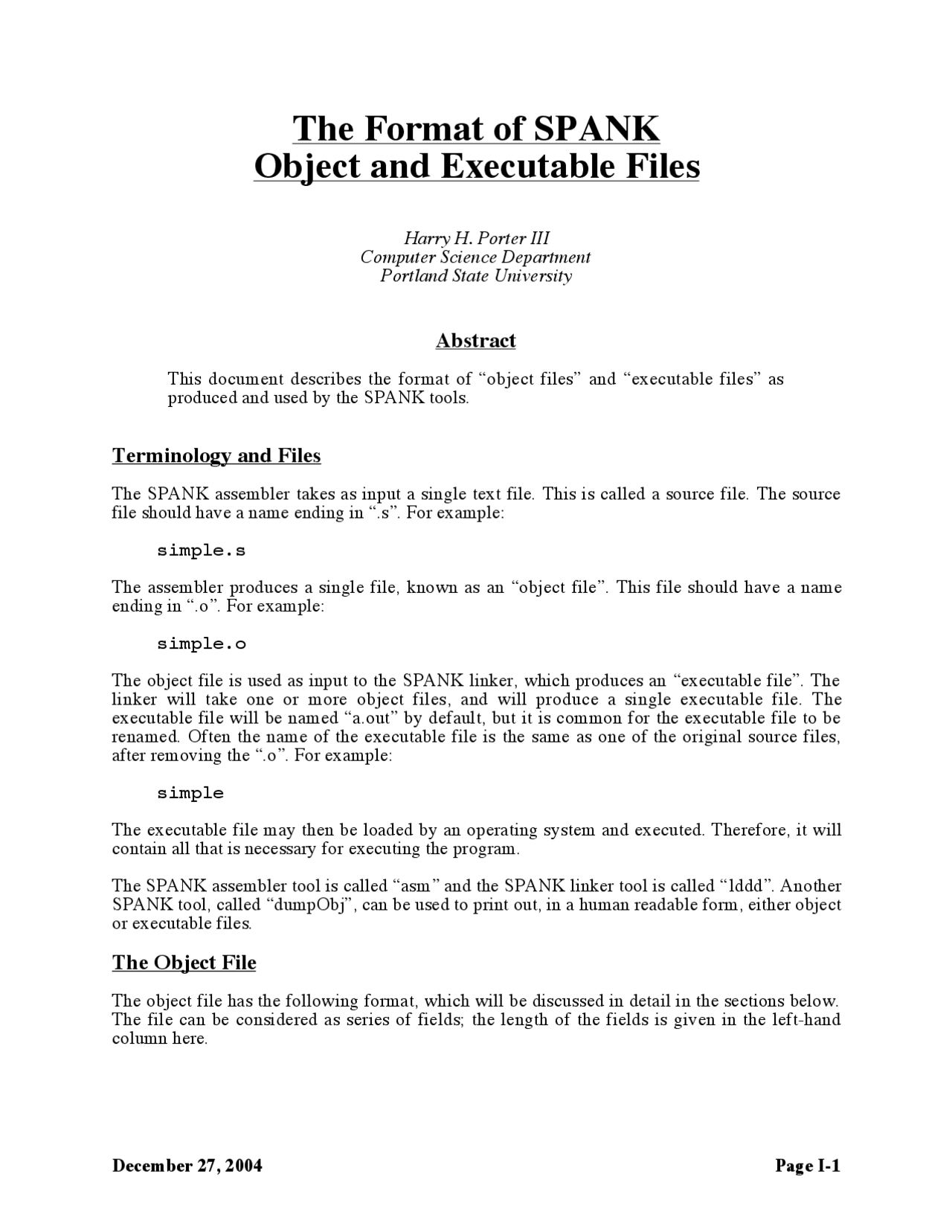 Format of Object and Executable Files - Paper | CS 333 - Docsity