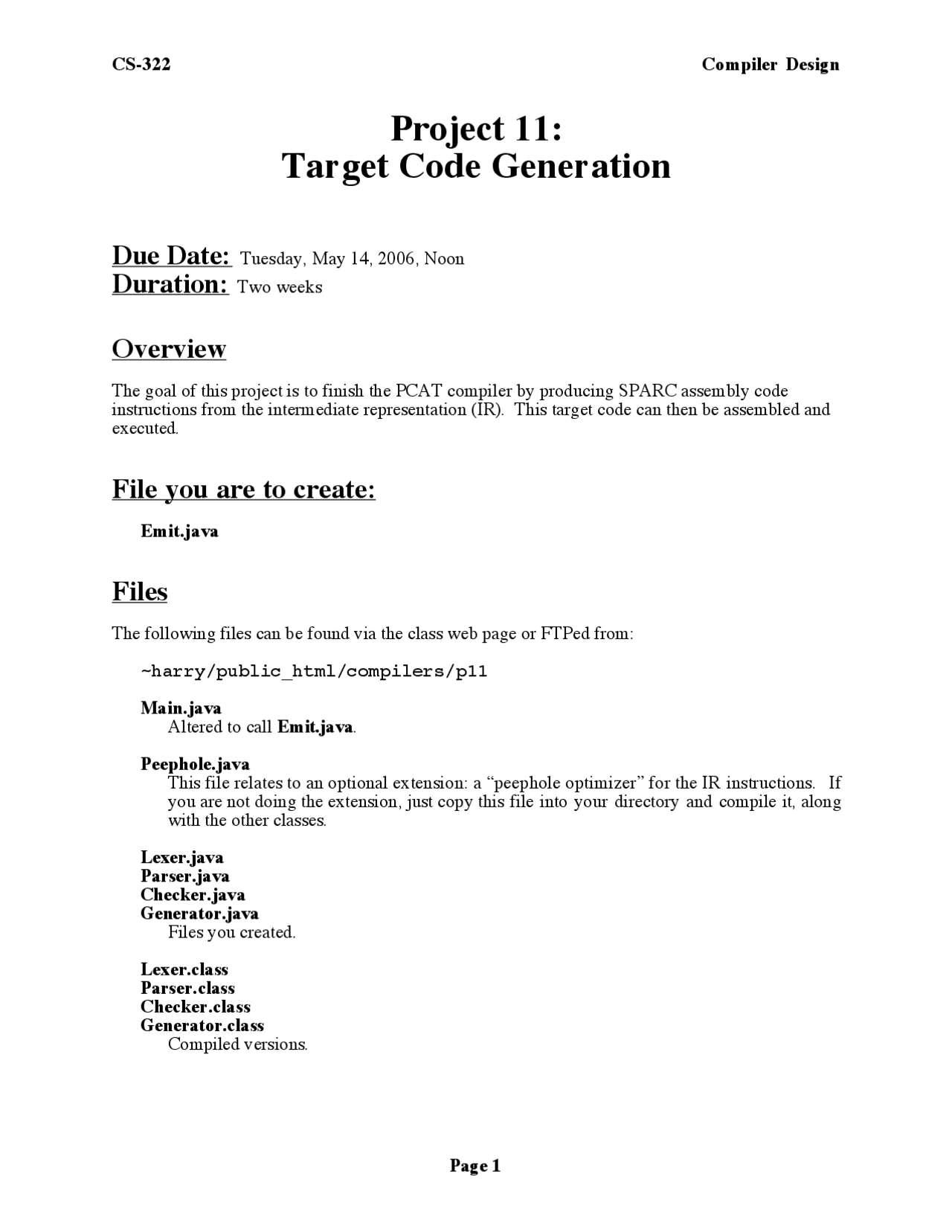 Target Code Generation - Language Compiler Design | CS 322 - Docsity