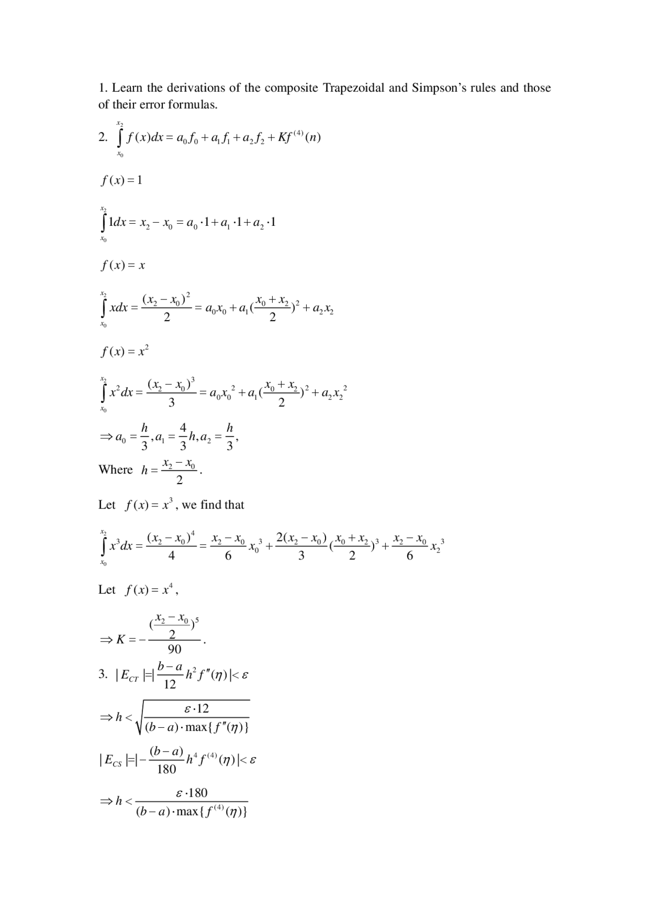Review Sheet For Numerical Analysis MATH 435 Study Notes Review sheet for numerical analysis math 435 study notes