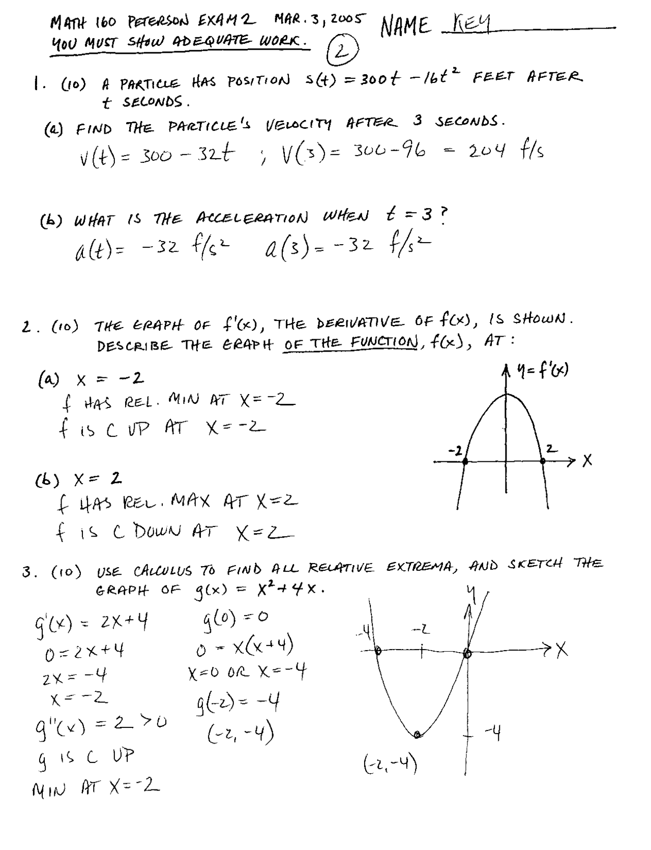 9 Problems on Particle's Velocity and Acceleration - Exam 2 | MATH 160 ...