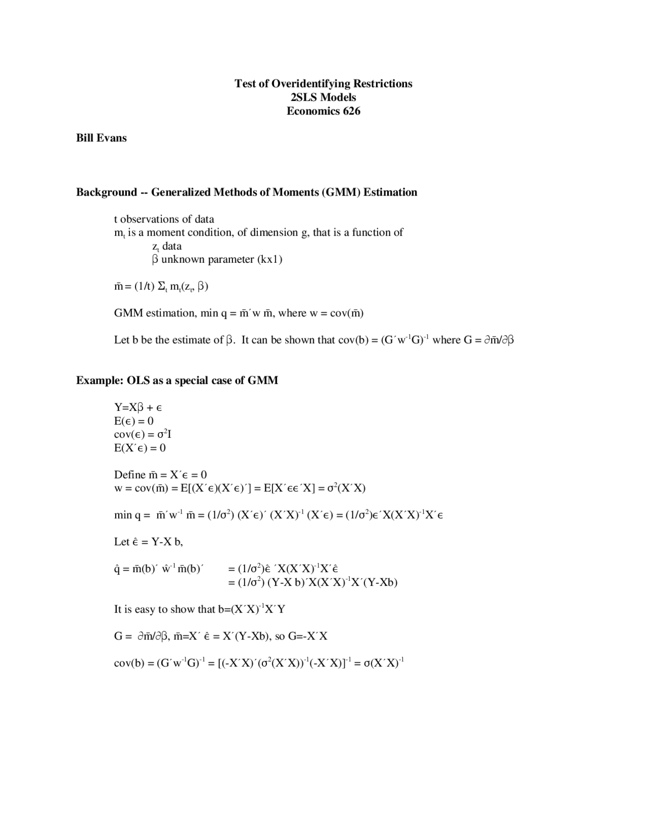 Background: Generalized Methods of the Moments Estimation | ECOE 60303 ...